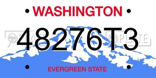 48276T3 Washington License Plate
