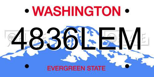 4836LEM Washington License Plate