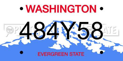 484Y58 Washington License Plate
