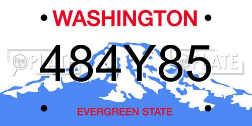 484Y85 Washington License Plate
