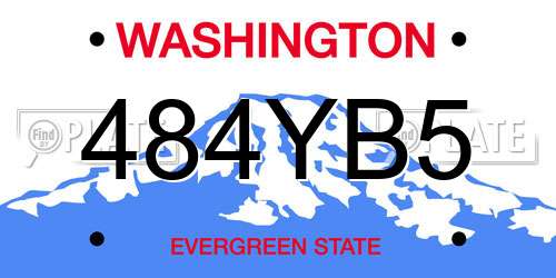 484YB5 Washington License Plate