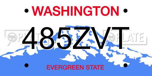 485ZVT Washington License Plate