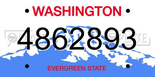 4862893 Washington License Plate
