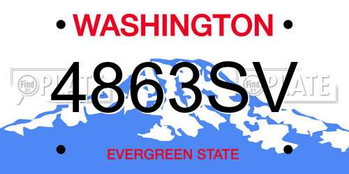 4863SV Washington License Plate