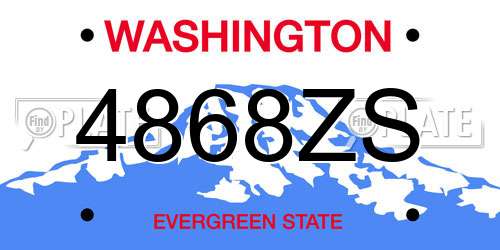 4868ZS Washington License Plate