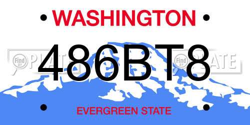 486BT8 Washington License Plate