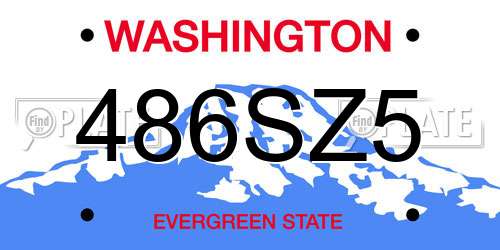 486SZ5 Washington License Plate