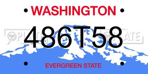 486T58 Washington License Plate