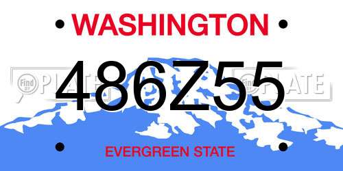 486Z55 Washington License Plate