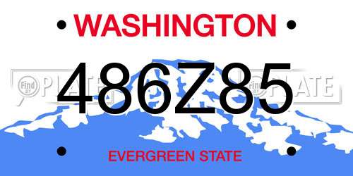 486Z85 Washington License Plate