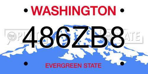 486ZB8 Washington License Plate
