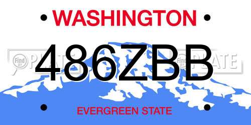 486ZBB Washington License Plate