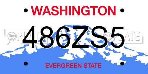 486ZS5 Washington License Plate
