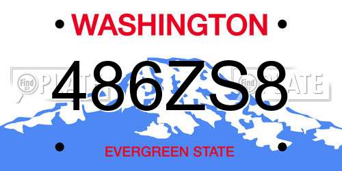 486ZS8 Washington License Plate