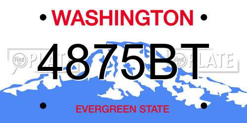 4875BT Washington License Plate