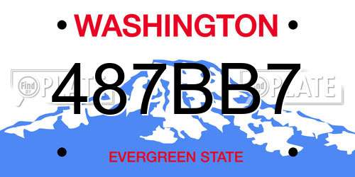 487BB7 Washington License Plate