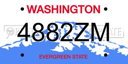 4882ZM Washington License Plate