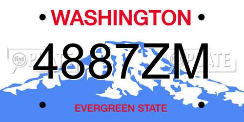 4887ZM Washington License Plate