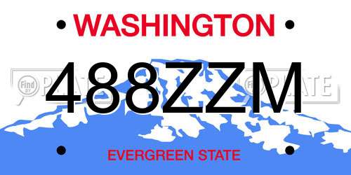 488ZZM Washington License Plate