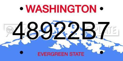 48922B7 Washington License Plate