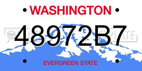 48972B7 Washington License Plate