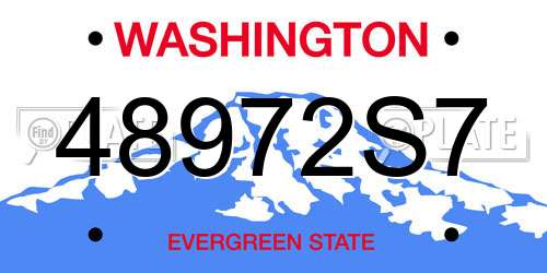 48972S7 Washington License Plate