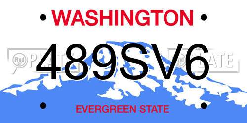 489SV6 Washington License Plate