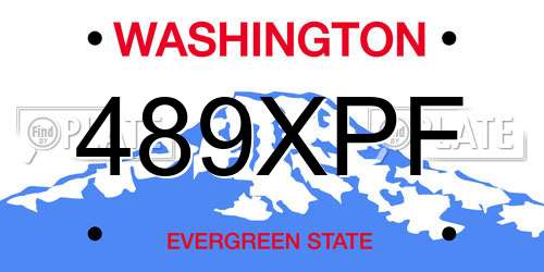 489XPF Washington License Plate