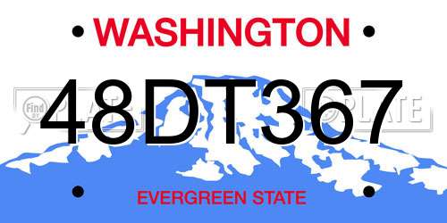 48DT367 Washington License Plate