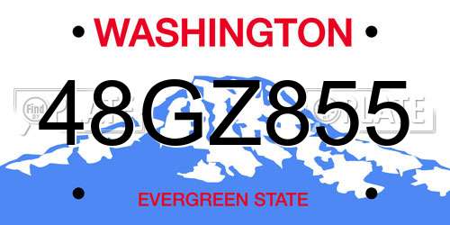 48GZ855 Washington License Plate