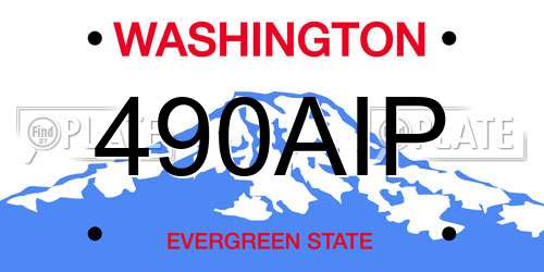 490AIP Washington License Plate