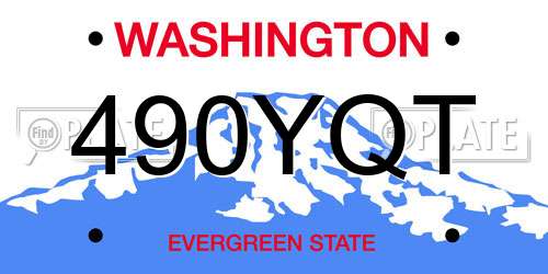 490YQT Washington License Plate