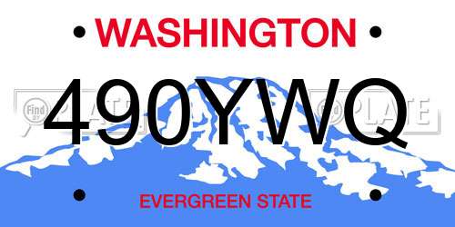 490YWQ Washington License Plate