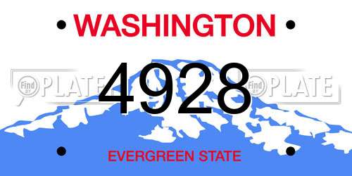4928 Washington License Plate