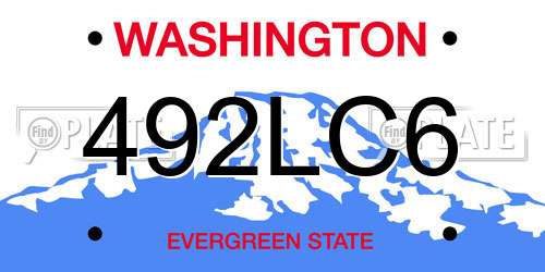 492LC6 Washington License Plate