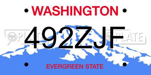 492ZJF Washington License Plate