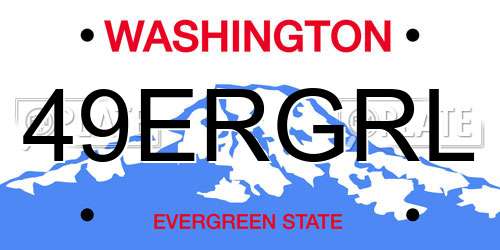 49ERGRL Washington License Plate