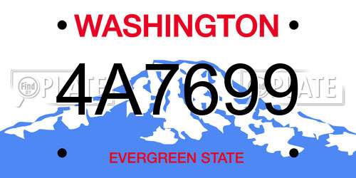 4A7699 Washington License Plate