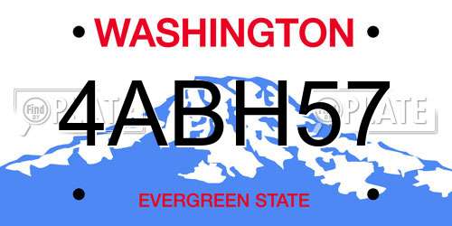 4ABH57 Washington License Plate