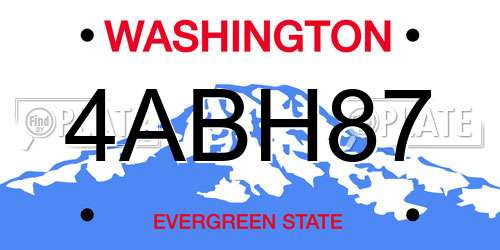 4ABH87 Washington License Plate
