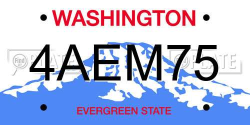 4AEM75 Washington License Plate