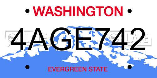 4AGE742 Washington License Plate