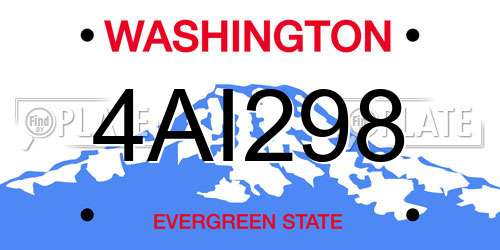 4AI298 Washington License Plate