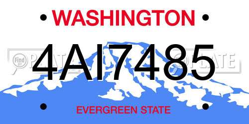 4AI7485 Washington License Plate