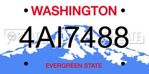 4AI7488 Washington License Plate
