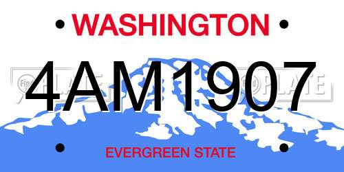 4AM1907 Washington License Plate