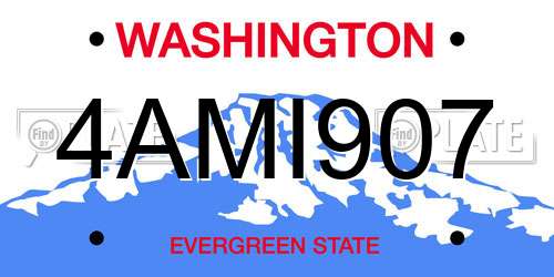 4AMI907 Washington License Plate