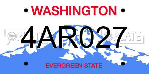 4AR027 Washington License Plate