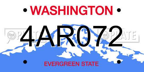 4AR072 Washington License Plate