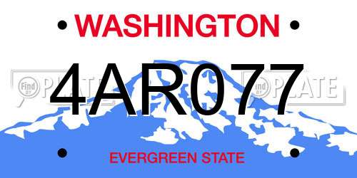 4AR077 Washington License Plate
